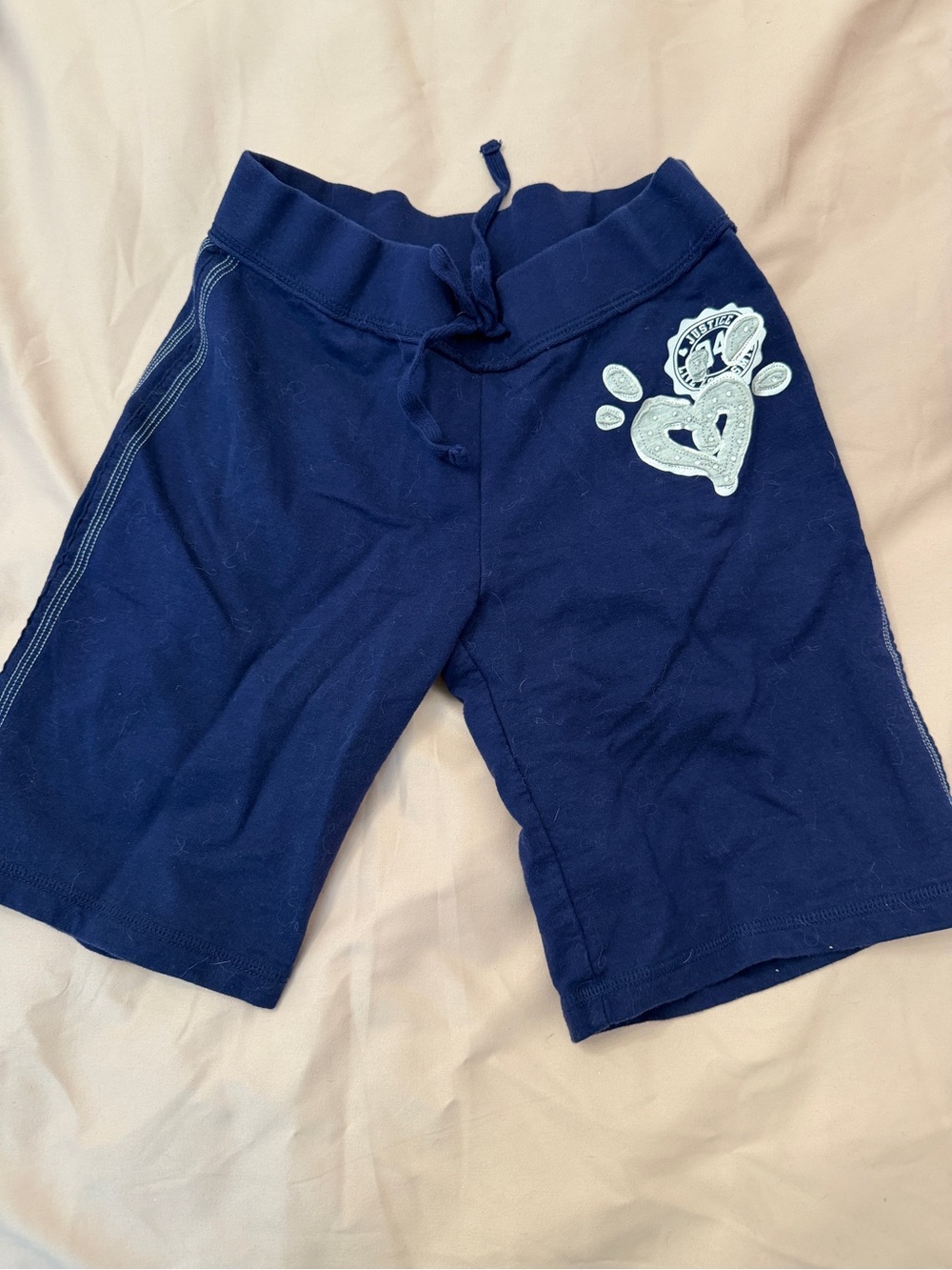 Justice Kids Navy Blue Cotton Drawstring Shorts